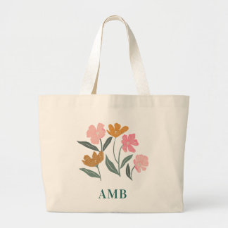 Bolsa Tote Grande Monogram Floral Illustrated Botanical Bridesmaid