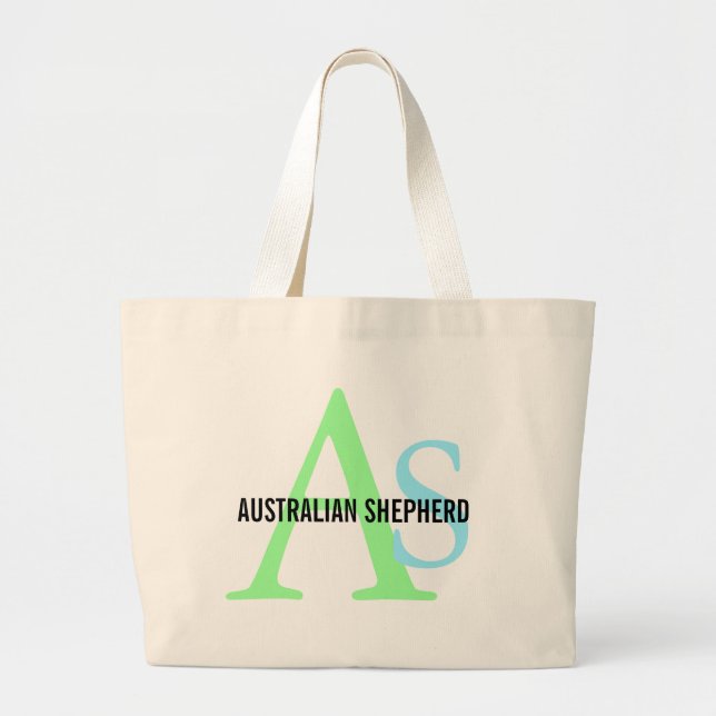 Bolsa Tote Grande Monograma australiano do pastor (Frente)