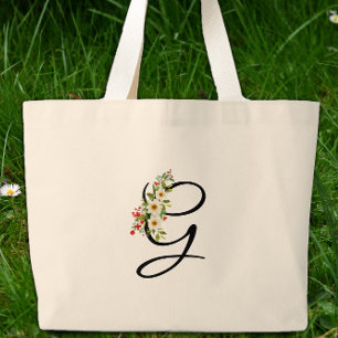 Bolsa Tote Grande Monograma clássico G flor vermelha e branca presen