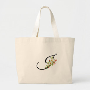 Bolsa Tote Grande Monograma clássico I flor vermelha branca presente