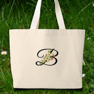 Bolsa Tote Grande Monograma clássico presente de mãe flor vermelha b