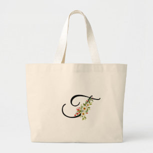 Bolsa Tote Grande Monograma clássico T vermelho flor branca presente
