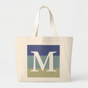Bolsa Tote Grande Monograma da Paleta de Cores em Faixa Khaki Azul C