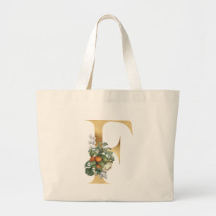Bolsa Tote Grande Monograma de Folhagem F em Dourado e Verde