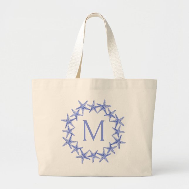 Bolsa Tote Grande Monograma de Verdinho Azul-Costeiro e Marinho Bran (Frente)