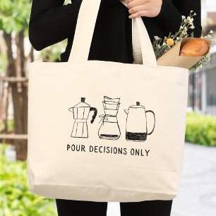 Bolsa Tote Grande Monograma Divertido de Café Retro para Decisões de