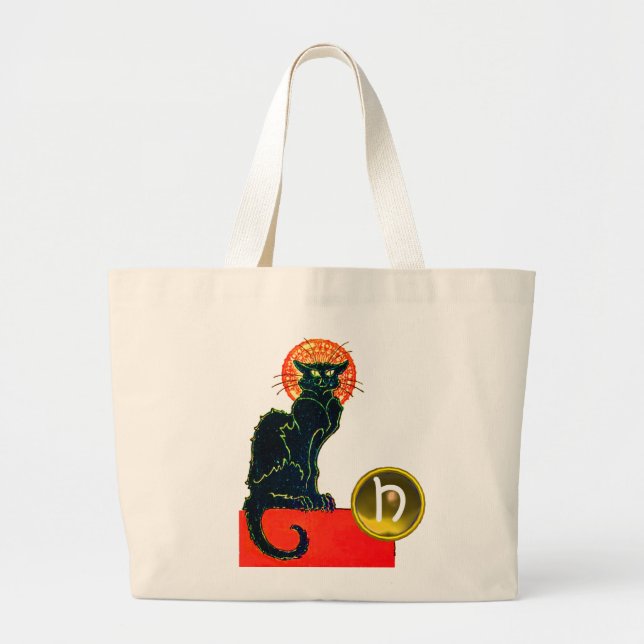 BOLSA TOTE GRANDE MONOGRAMA DO PARTIDO BLACK CAT HALLOWEEN (Frente)