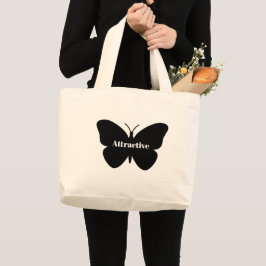 Bolsa Tote Grande Monograma elegante Borboleta preta