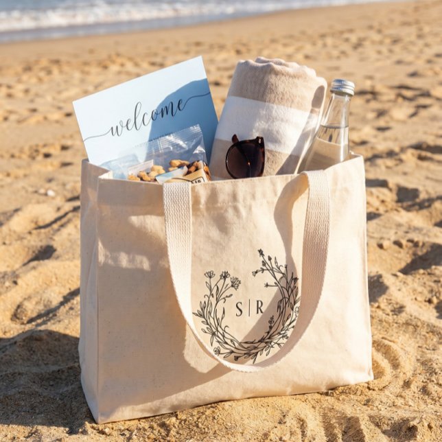 Bolsa Tote Grande Monograma Floral Clássico de Boas-Vindas de Casame (Criador carregado)