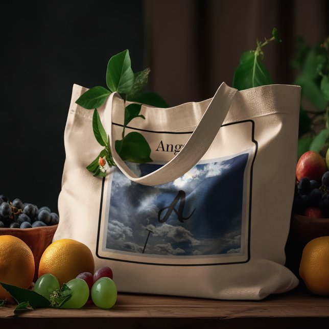 Bolsa Tote Grande Monograma Foto céu azul claro turvo com Sundog (Criador carregado)