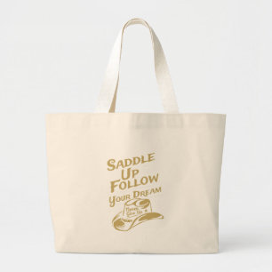 Bolsa Tote Grande Montar e Seguir Seus Sonhos Cowgirl Ocidental