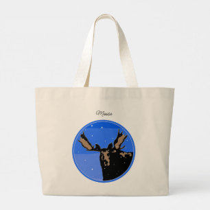 Bolsa Tote Grande Moose no inverno - Arte original sobre a vida selv