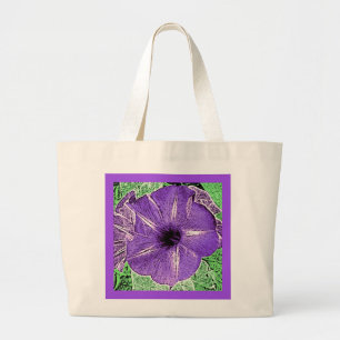 Bolsa Tote Grande Morning Glory Block Print - soft violet