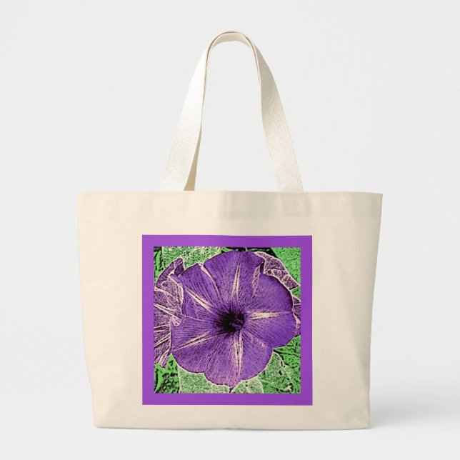 Bolsa Tote Grande Morning Glory Block Print - soft violet (Frente)
