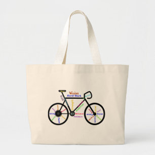 Bolsa Tote Grande Motivational Bike, Cycle, Biking, Palavras Esporti