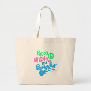 Bolsa Tote Grande Motto Tema Música Powerpop para Paz, Amor