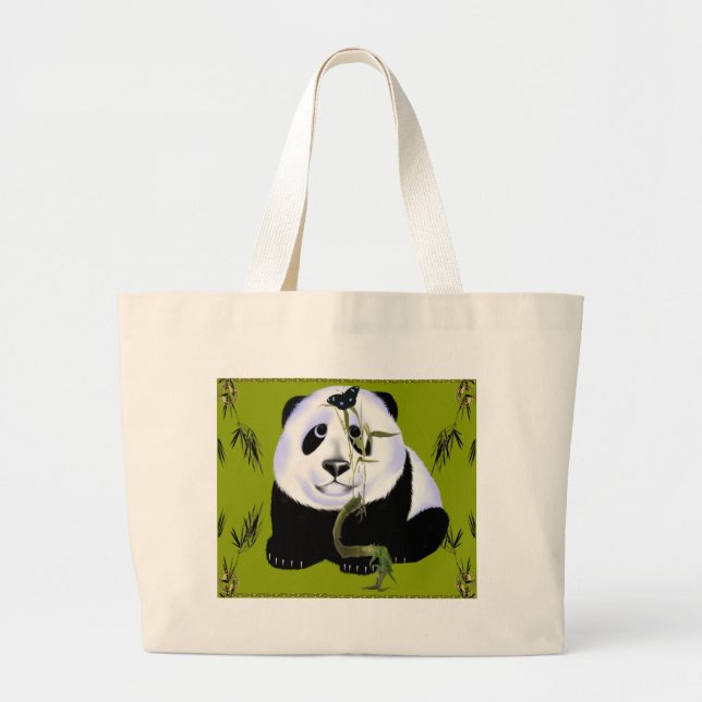 Bolsa Tote Grande Mousepad da panda do bebê (Frente)