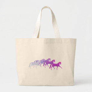 Bolsa Tote Grande Muitos cavalos (roxos)