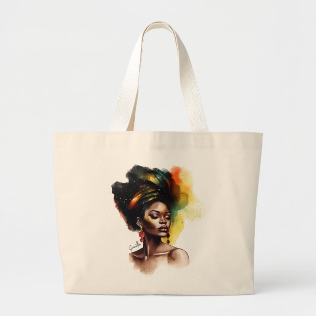 Bolsa Tote Grande Mulher Afro-Americana Habilitada (2) (Frente)