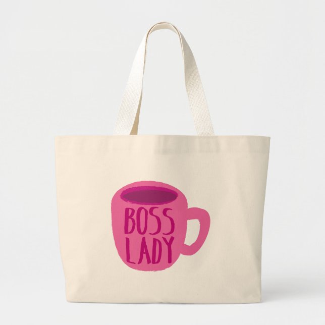 Bolsa Tote Grande Mulher do BOSS com café rosa (Frente)