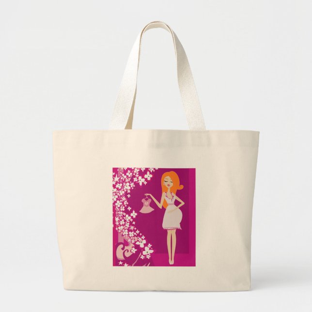 Bolsa Tote Grande mulher grávida ruiva (Frente)
