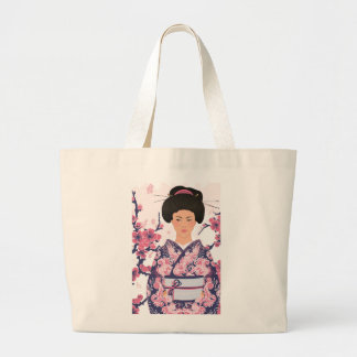 Bolsa Tote Grande Mulher japonesa ilustrada