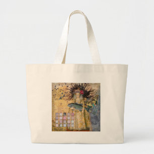 Bolsa Tote Grande Mulher Peixes Vintage Gótico Clássico