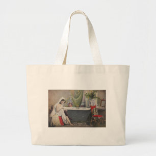 Bolsa Tote Grande mulher vitoriana banhando-se banho