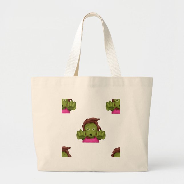 Bolsa Tote Grande mulher zombie emoji (Frente)