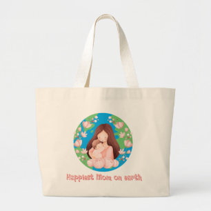 Bolsa Tote Grande Mulheres Dias de as mães Mãe Mais Feliz Da Terra