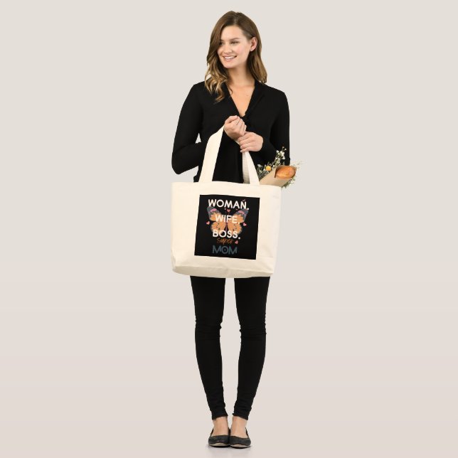 Bolsa Tote Grande Mulheres, esposa, chefe, super-mãe (Frente (modelo))