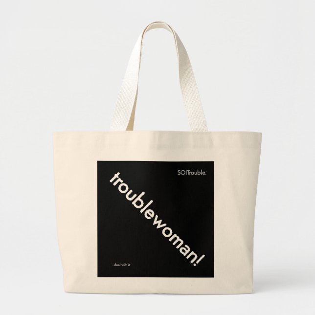 Bolsa Tote Grande mulherproblema! - em preto e branco (Frente)