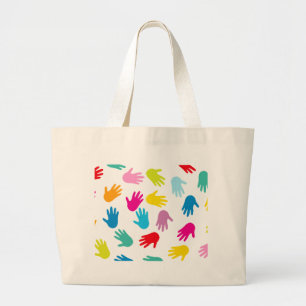 Bolsa Tote Grande Multi mãos coloridas culturais