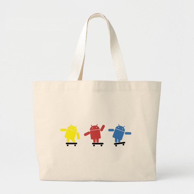Bolsa Tote Grande Multi skater colorido do Android (Frente)