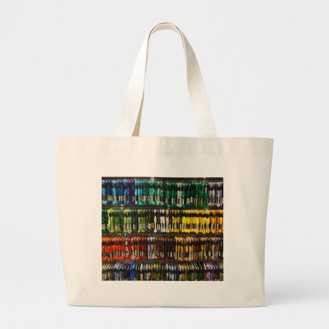 Bolsa Tote Grande Multicolor Abstrato Weave (Frente)