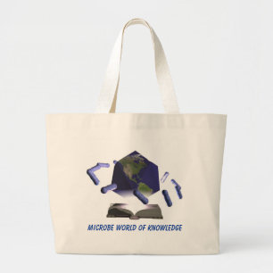 Bolsa Tote Grande Mundo do conhecimento, mundo do micróbio do