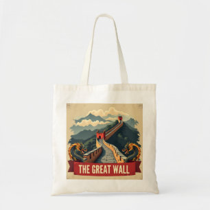Bolsa Tote Grande Muralha da China Viagem Vintage