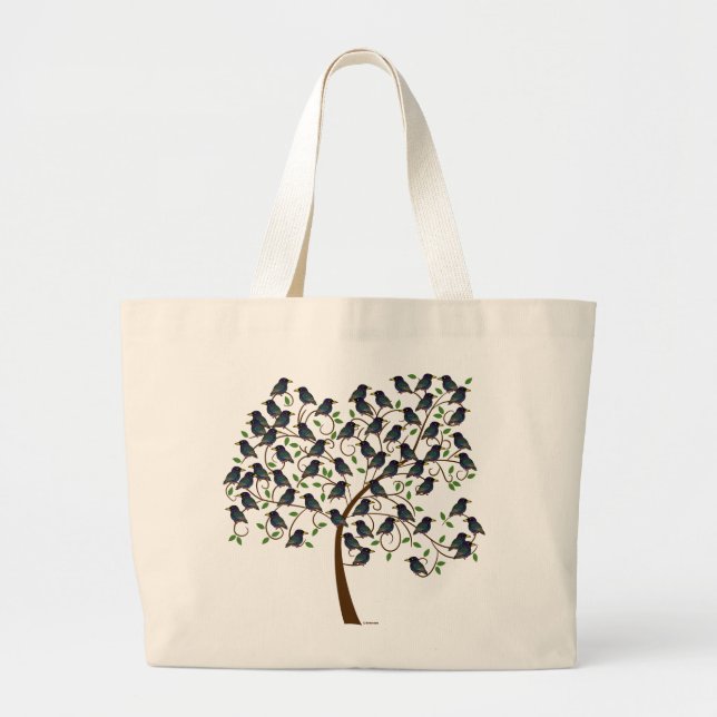 Bolsa Tote Grande Murmuration dos Starlings (Frente)