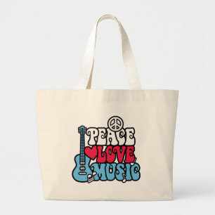 Bolsa Tote Grande Música americana do amor da paz