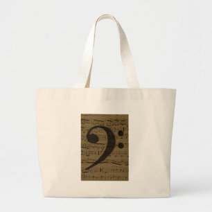 Bolsa Tote Grande Musical Treble Clef Sheet Music Classic