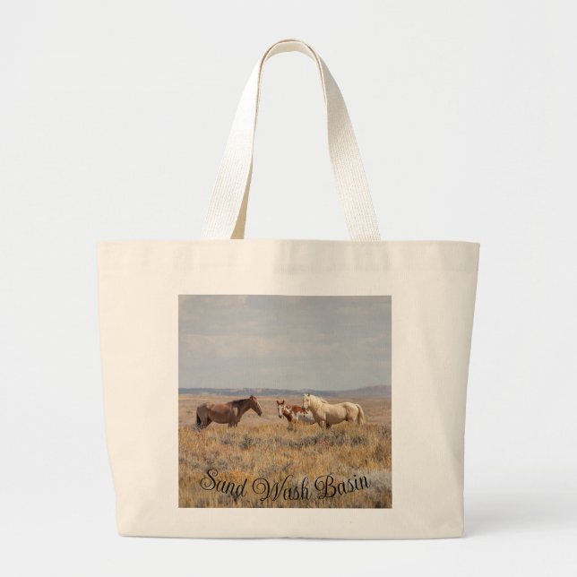 Bolsa Tote Grande Mustangas da bacia de lavagem da areia (Frente)
