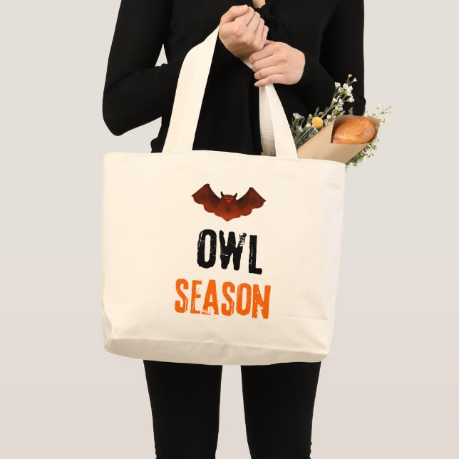Bolsa Tote Grande Mysterious Owl Season Spooky Vibes (Frente (produto))