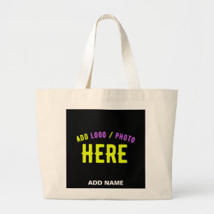 BOLSA TOTE GRANDE NA MODA MODERNO PERSONALIZÁVEL NEGRO VERIFICADO CO