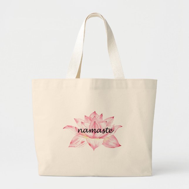 Bolsa Tote Grande Namaste, Flor de Lotus rosa (Frente)