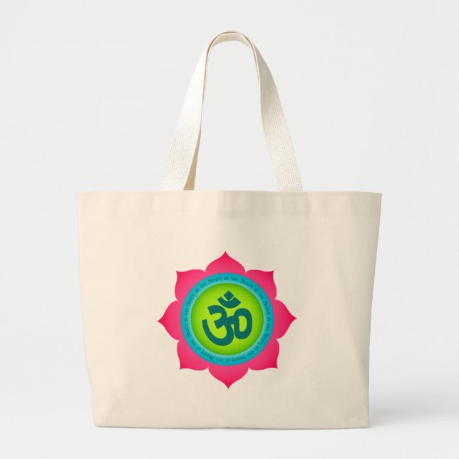 Bolsa Tote Grande Namaste Lotus Flower Om Yoga (Frente)