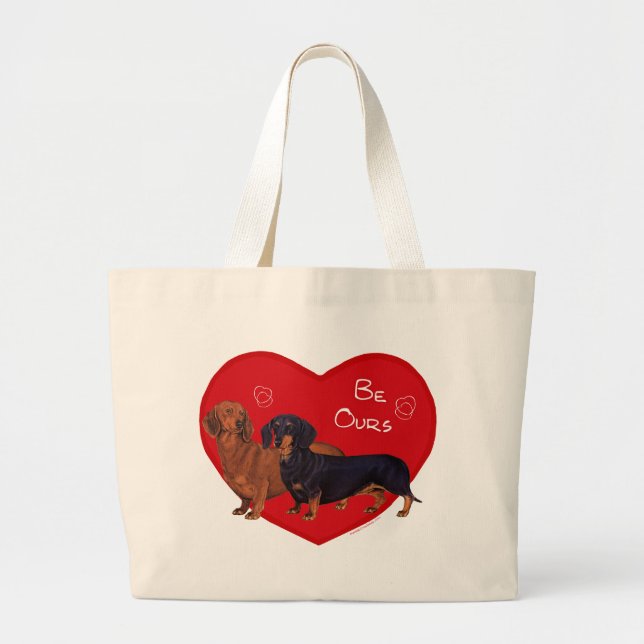 Bolsa Tote Grande Namorados Dachshund (Frente)