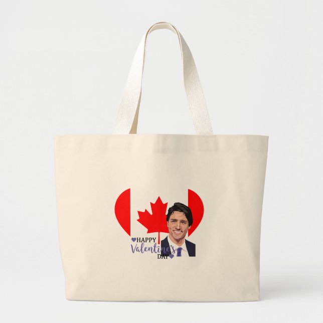 Bolsa Tote Grande namorados Justin trudeau (Frente)