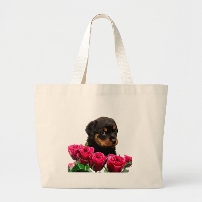 Bolsa Tote Grande Namorados Rosa Rottweiler (Frente)