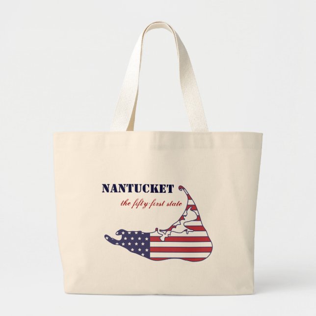 Bolsa Tote Grande Nantucket patriótico, o 51st estado de América (Frente)