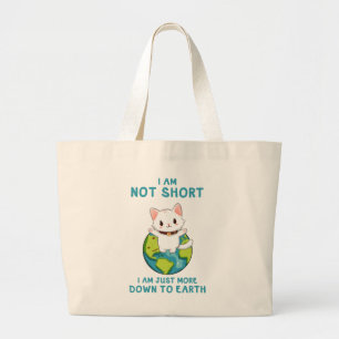 Bolsa Tote Grande Não Curto, só para baixo para a Terra - Humor Gato
